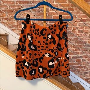 Maeve Anthropologie Orange Leopard Mini Skirt